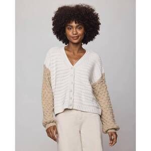 NEW SPLENDID maria bobble cardigan in pale oak heather/light cedar heather